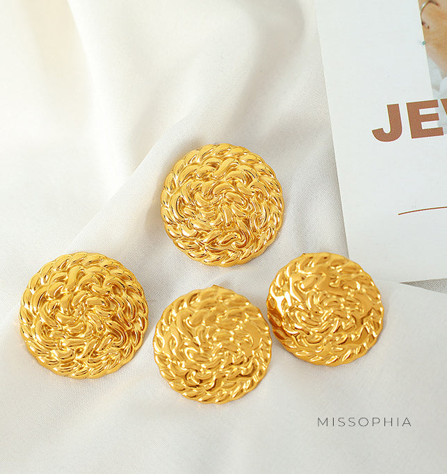 Lupita Elegant Disc Relief Earrings [A9ATDIRR]