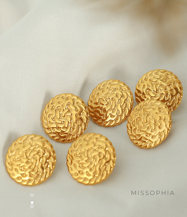 Lupita Elegant Disc Relief Earrings [RV2E229Q]