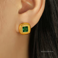Mckinley Square Glass Stud Earrings [UW17EBOT]