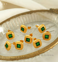 Mckinley Square Glass Stud Earrings [8D3SKYUP]