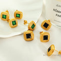 Mckinley Square Glass Stud Earrings [WPKOZMZ1]