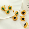 Mckinley Square Glass Stud Earrings [A0O35010]