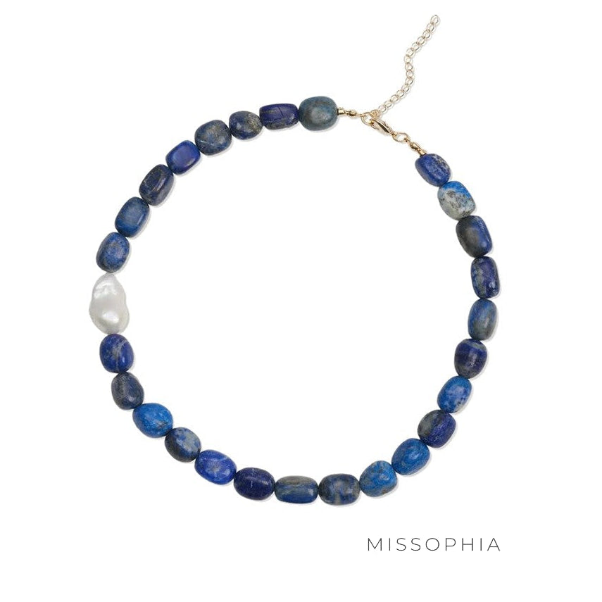 Mirabel Lapis Pearl Clavicle Necklace [OGJIGVOQ]
