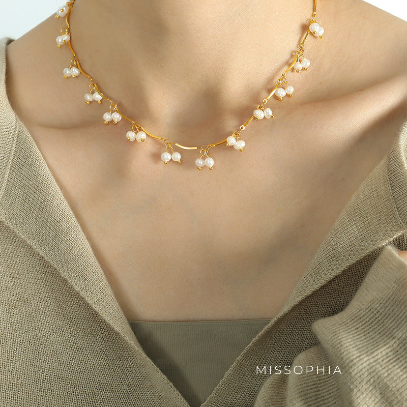 Miroslava Freshwater Pearl Tassel Necklace [PYCBD26F]