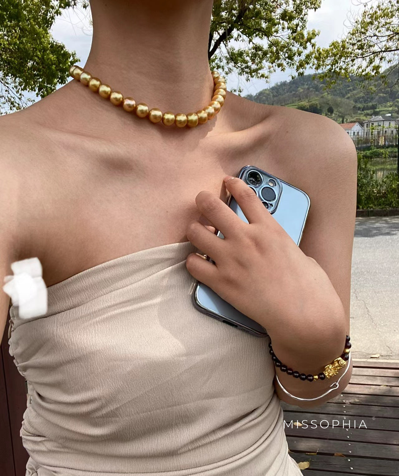Najma Pearl Necklace & Earring Set [B2KVQXIX]