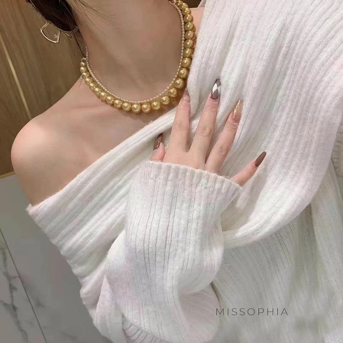 Najma Pearl Necklace & Earring Set [HNA9EYDD]