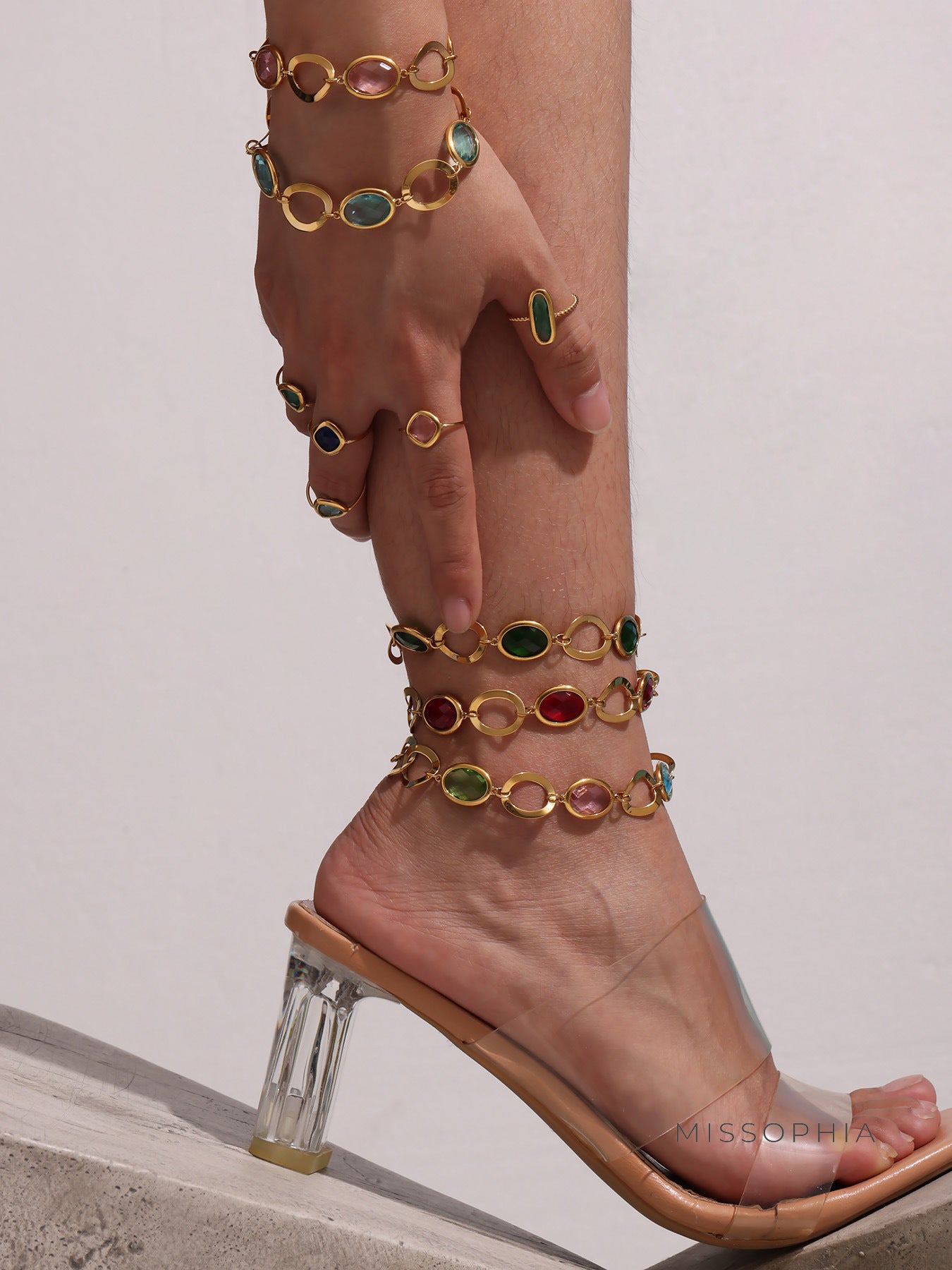 Navaeh Dainty Gemstone Anklet [RP0FNRJQ]