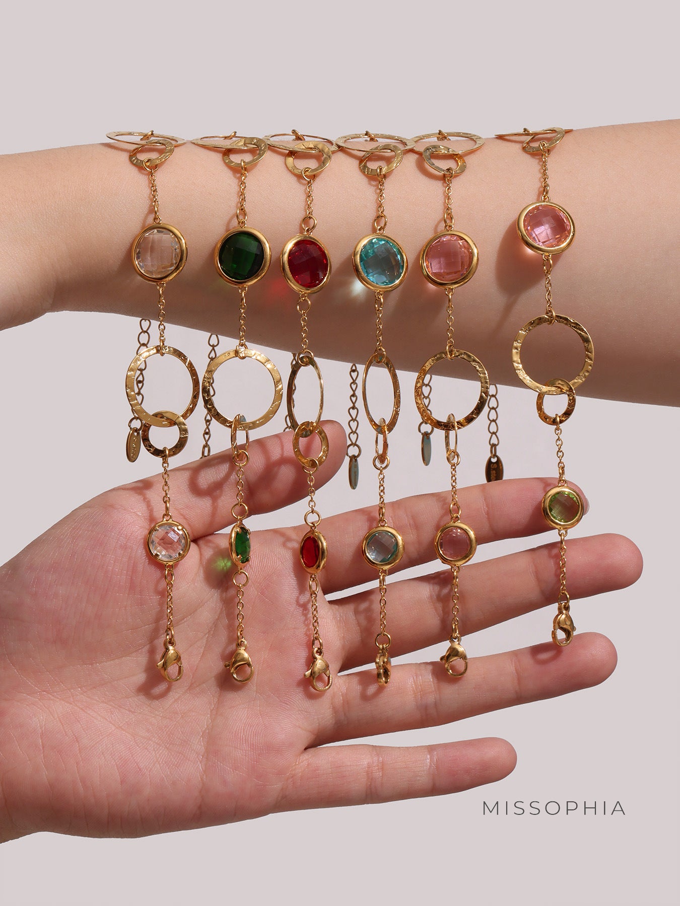 Navaeh Dainty Gemstone Anklet [P5Z9BF0Q]