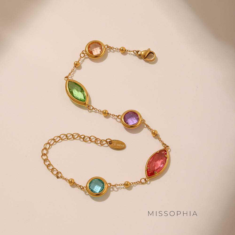 Navaeh Dainty Gemstone Anklet [P91N99A7]