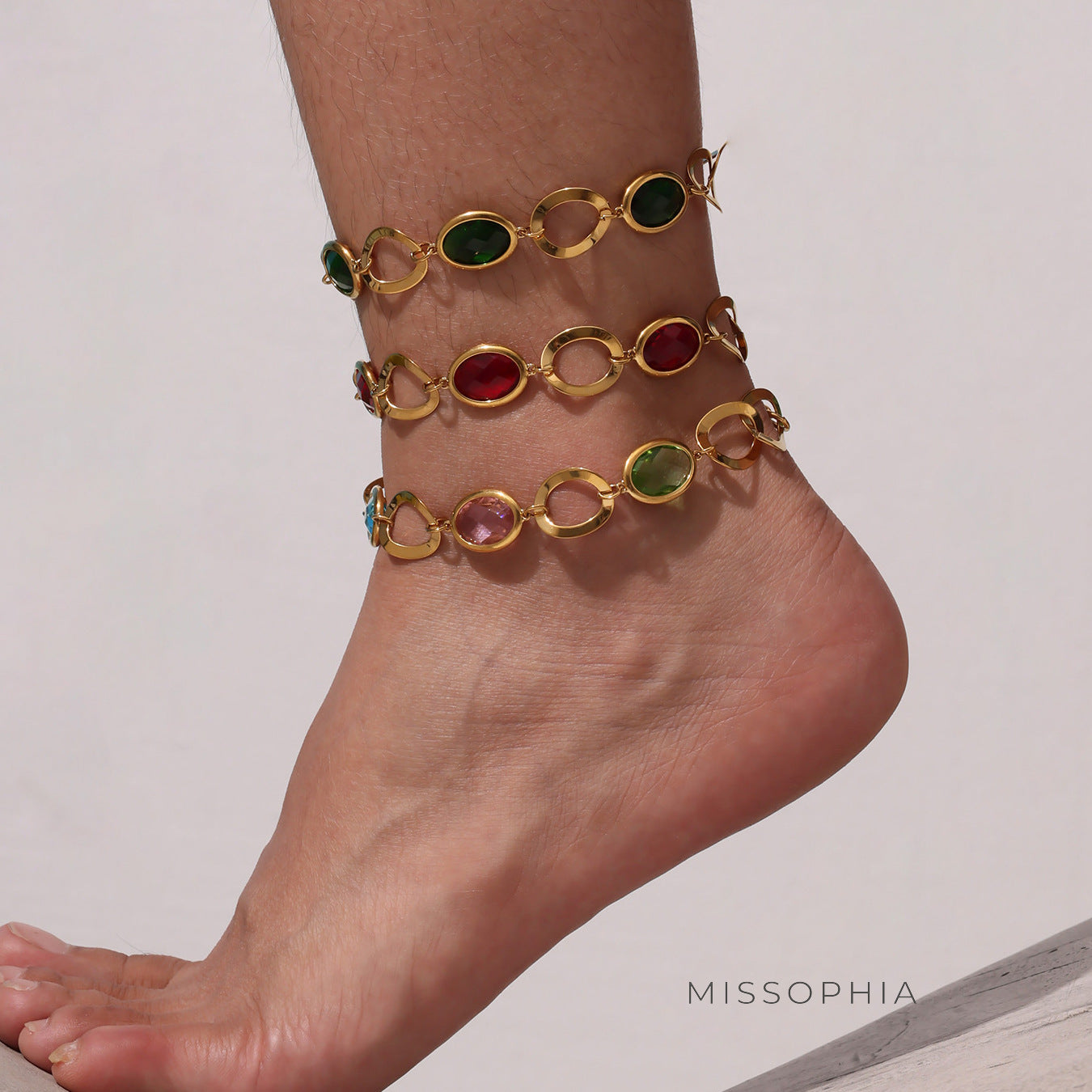 Navaeh Dainty Gemstone Anklet [R9TKBPR4]