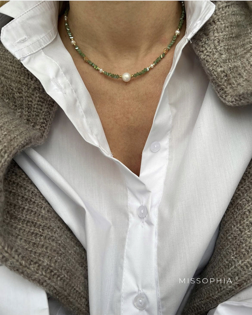 Niah Emerald Beaded Necklace [W4KOOBGD]
