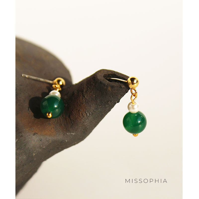 Ona Green Agate Pearl Earrings [BVXTCCBQ]