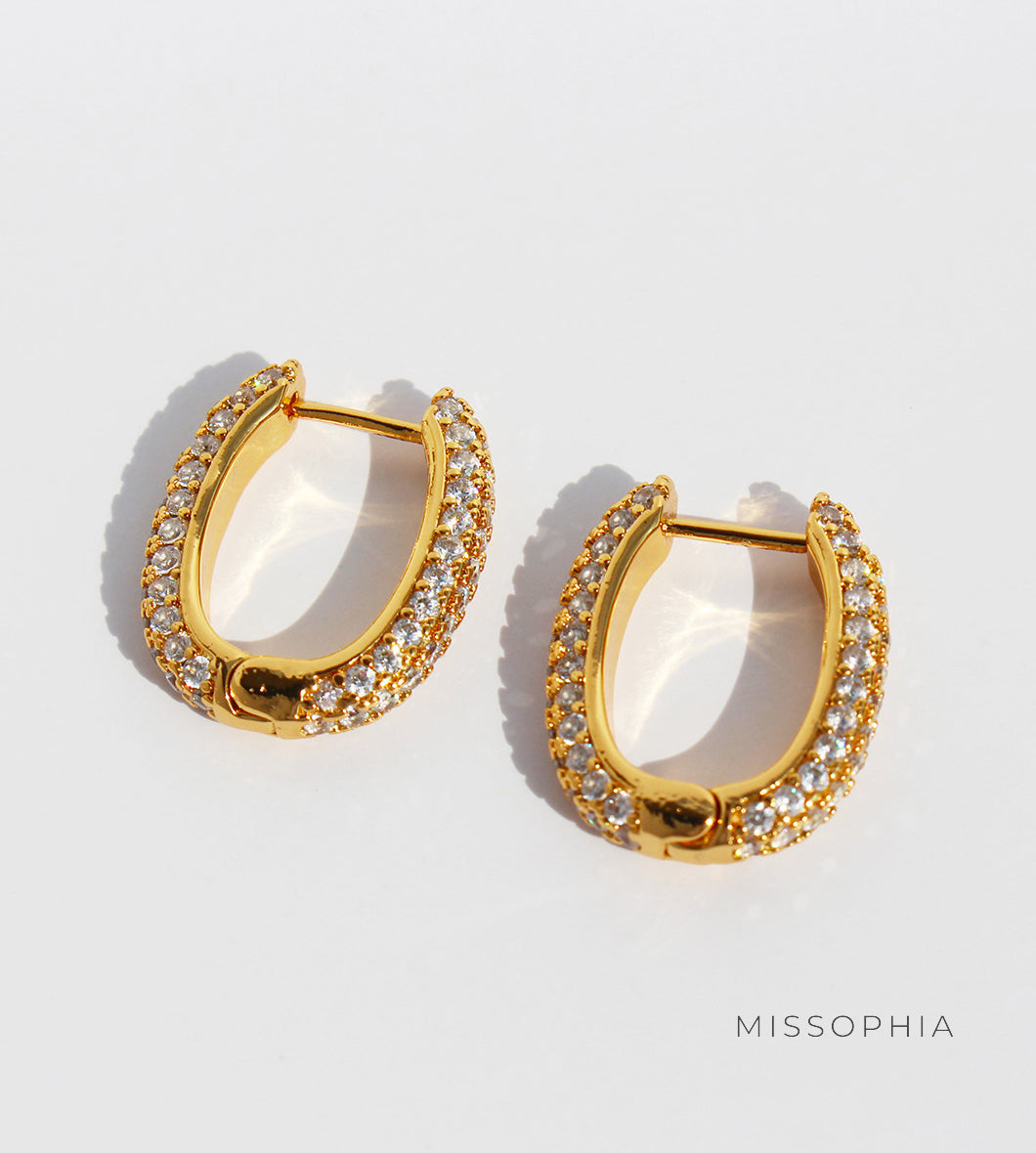 Orianna Zircon U-Shape Hoop Earrings [2BHERDMV]