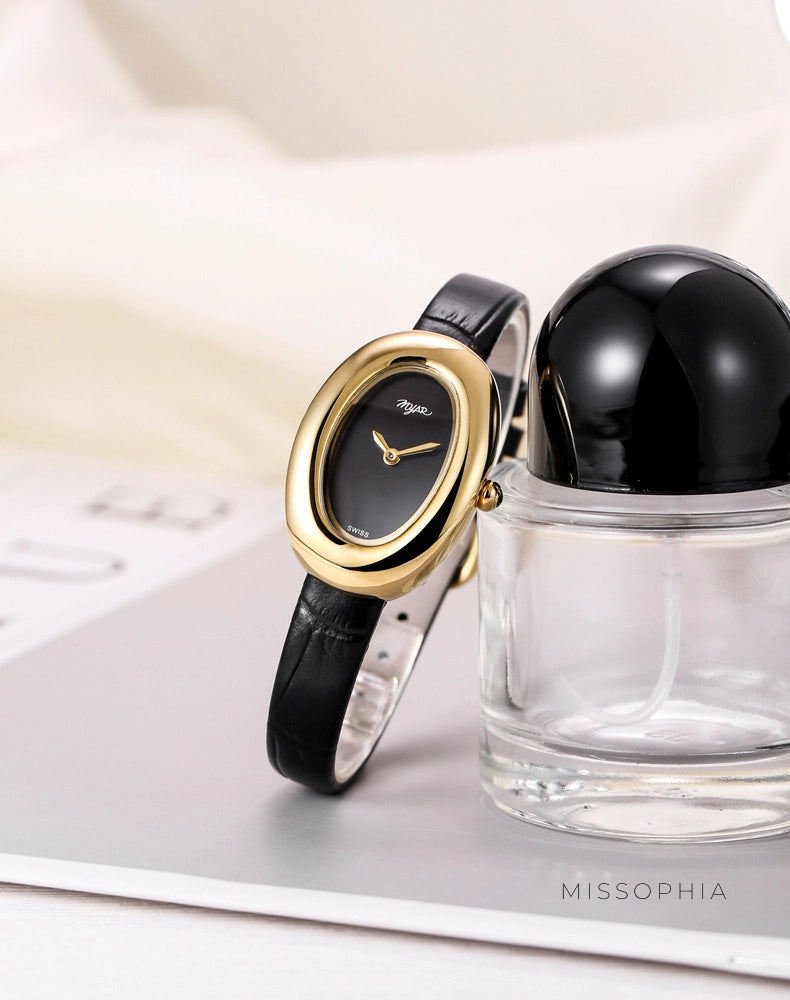Oval Dial Leather Strap Watch [Y8B4TISP]