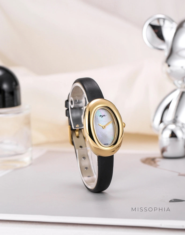 Oval Dial Leather Strap Watch [JOSREHG9]