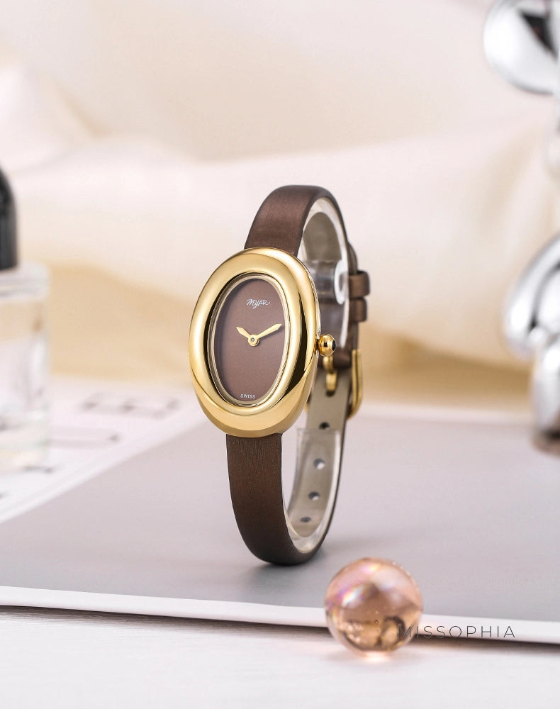 Oval Dial Leather Strap Watch [2JTPPGZS]