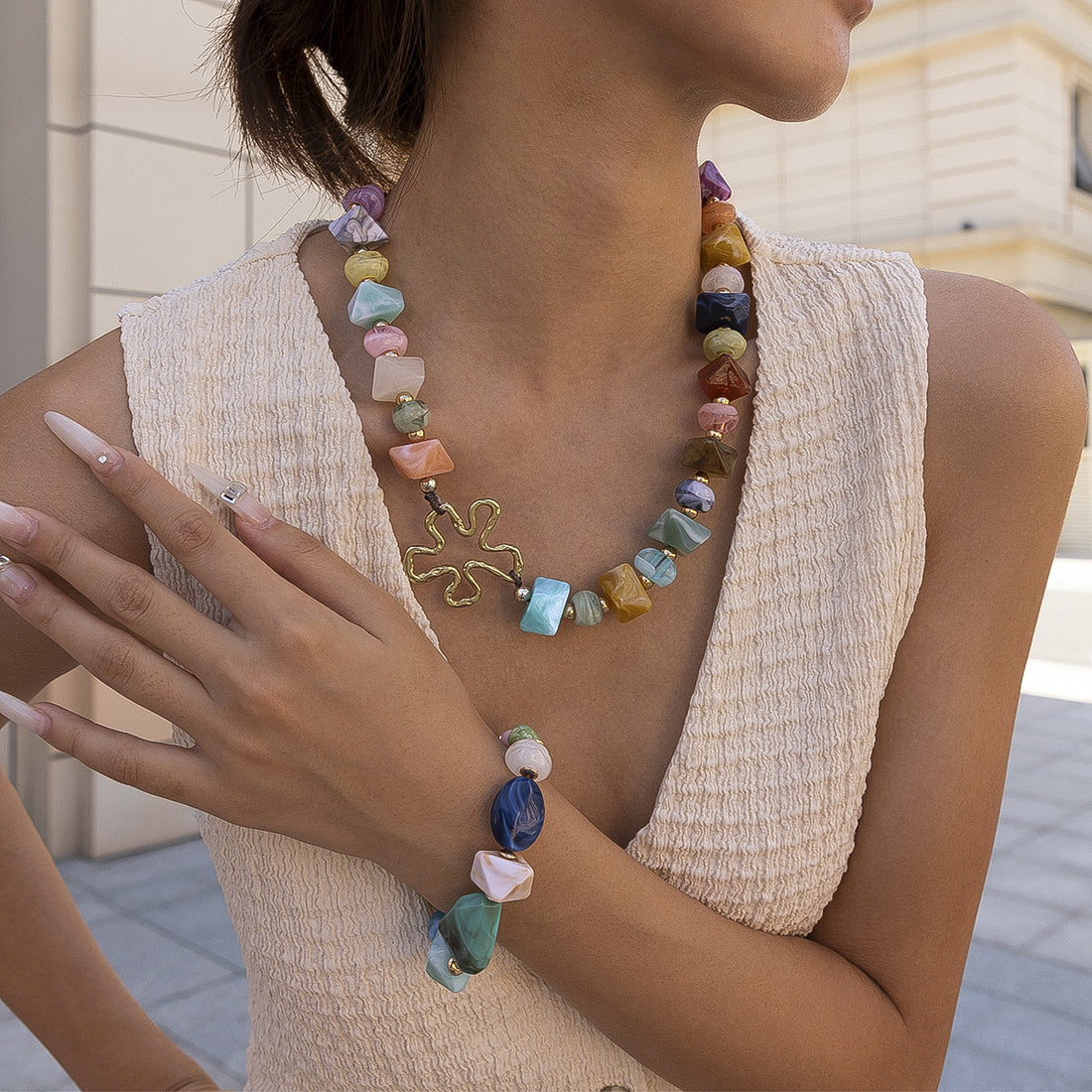 Princess Colorful Flower Necklace [A40GIPXD]