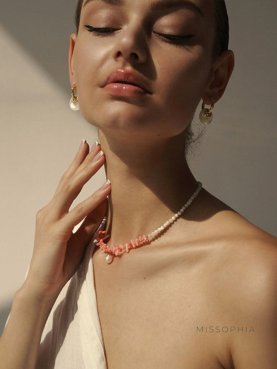 Quetzalli Asymmetrical Pearl Necklace [IV49736F]