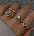 Rayah Sun Moon Gemstone Ring Set [VPWGW6CB]