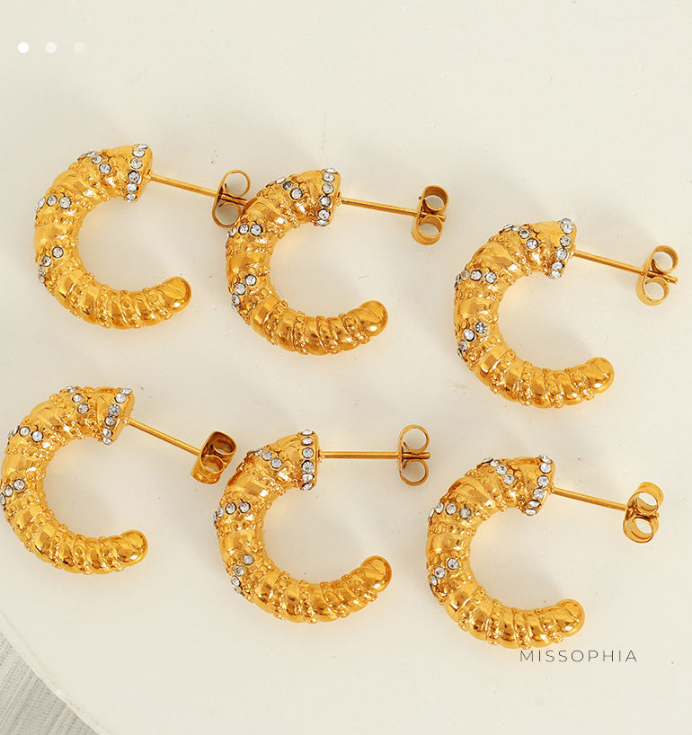 Rosita Gold Braided Sparkle Hoops [ZDWP6T0U]