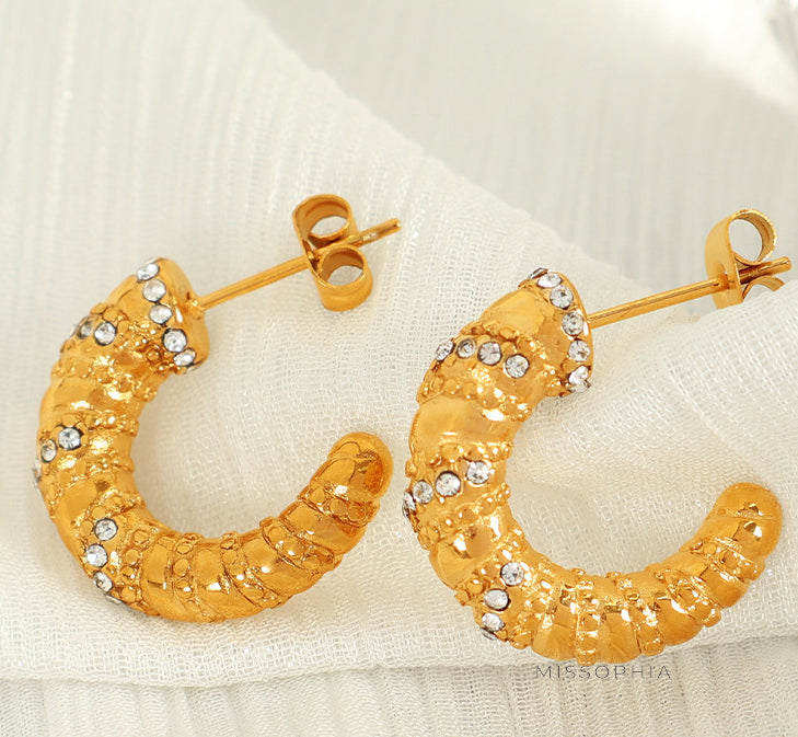 Rosita Gold Braided Sparkle Hoops [72LJC1B8]