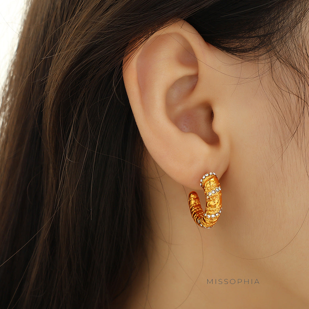 Rosita Gold Braided Sparkle Hoops [QXX18GJD]