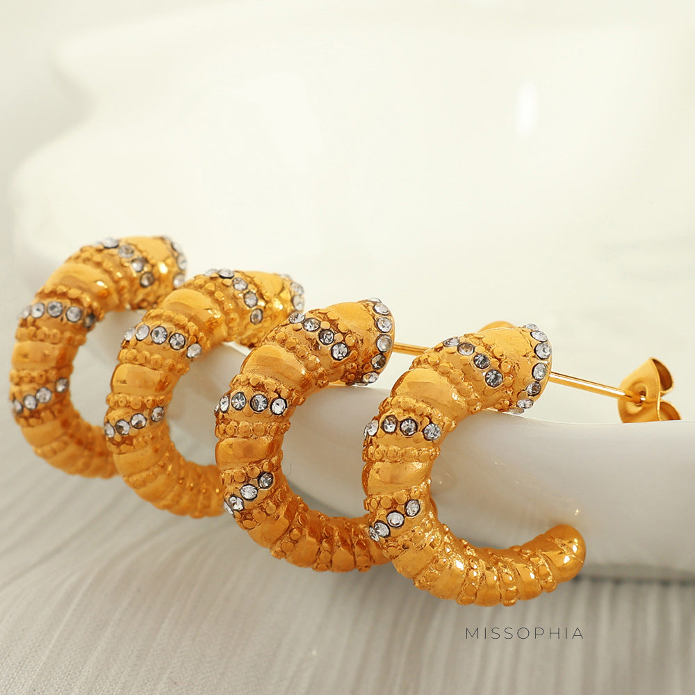 Rosita Gold Braided Sparkle Hoops [45QJ75H3]