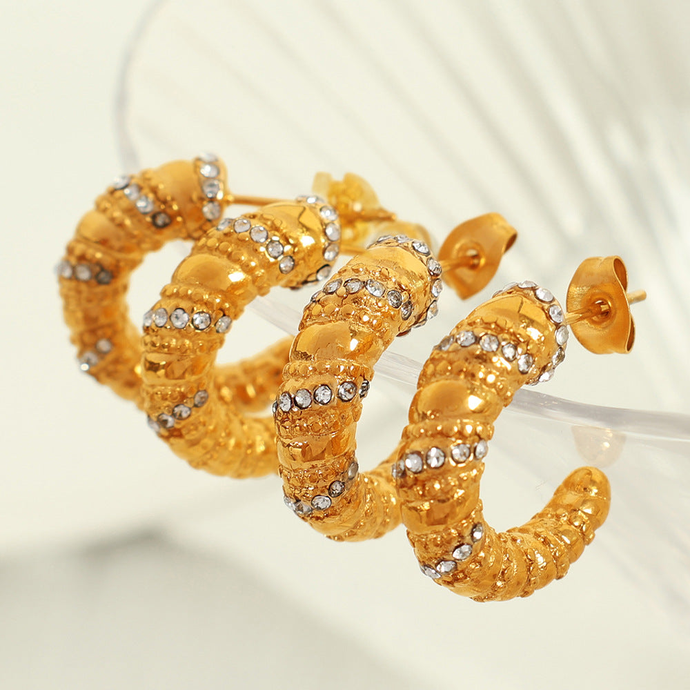 Rosita Gold Braided Sparkle Hoops [ATVH8WN5]