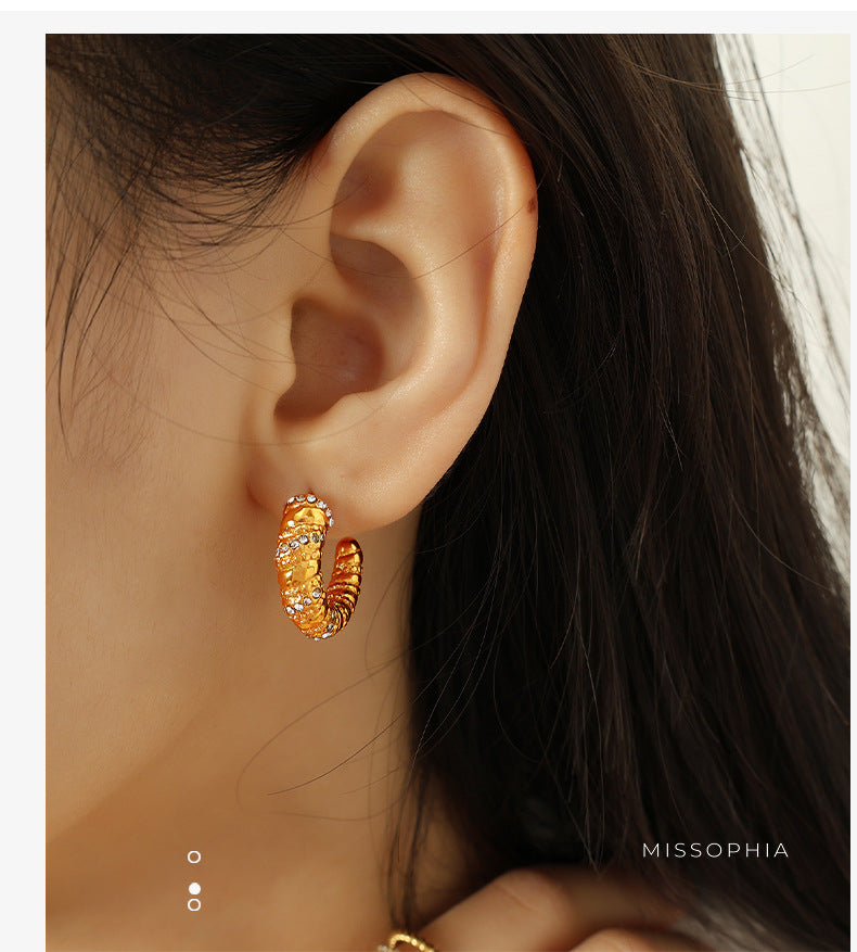 Rosita Gold Braided Sparkle Hoops [5E14Z0YT]