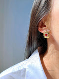 Samara Rose Red Zircon Square Earrings [GIZQP15D]