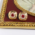 Samara Rose Red Zircon Square Earrings [95ZHS4XP]