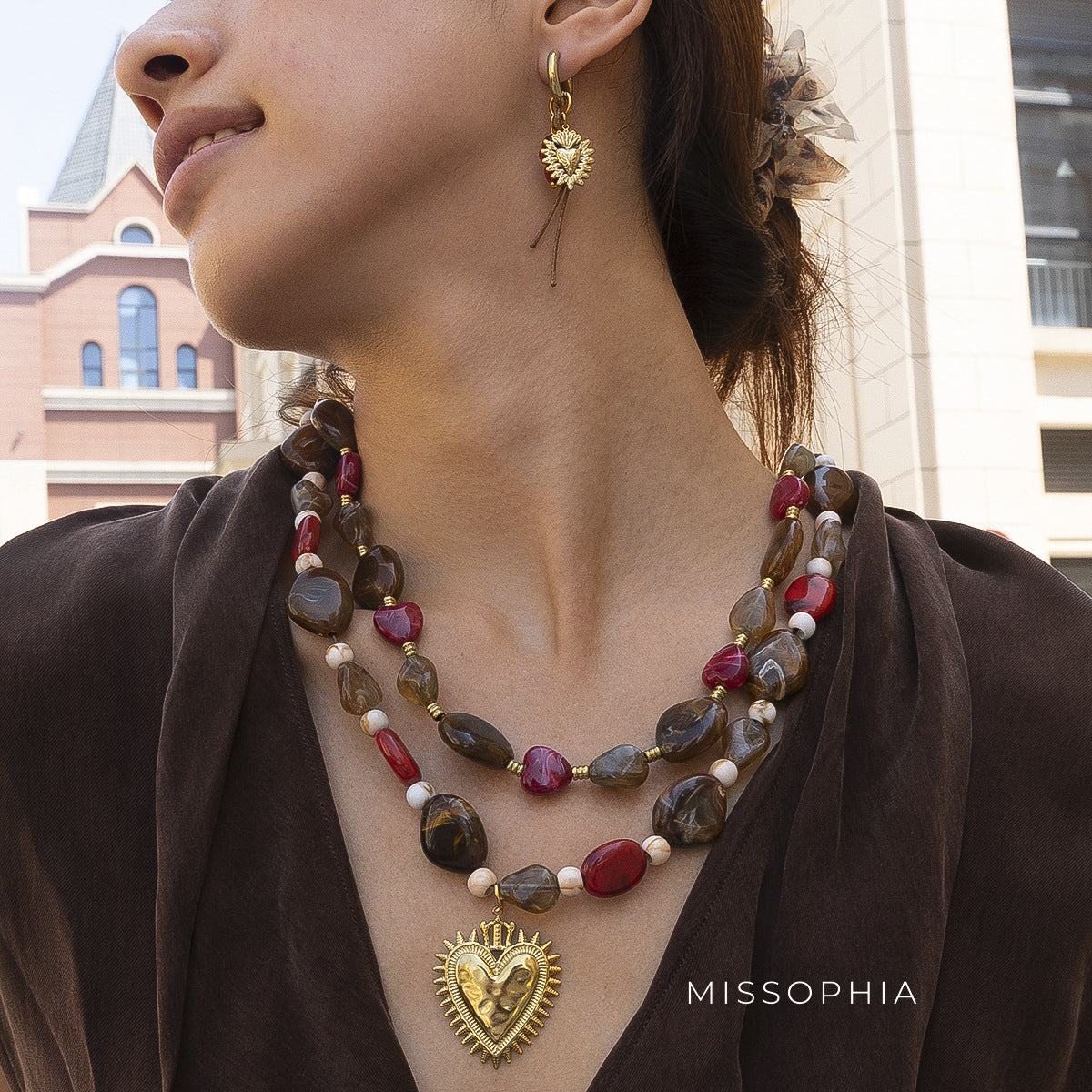 Silvana Colorful Heart Necklace [IQTKM38U]