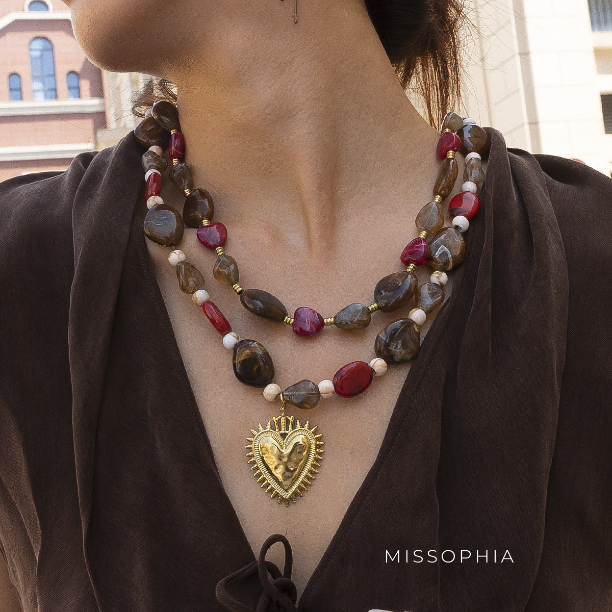 Silvana Colorful Heart Necklace [EZSIM2OS]
