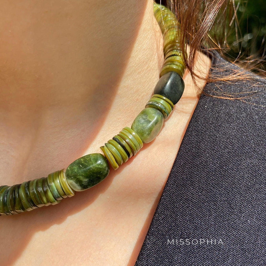 Solana Green Shell Beaded Necklace [83MQI82I]
