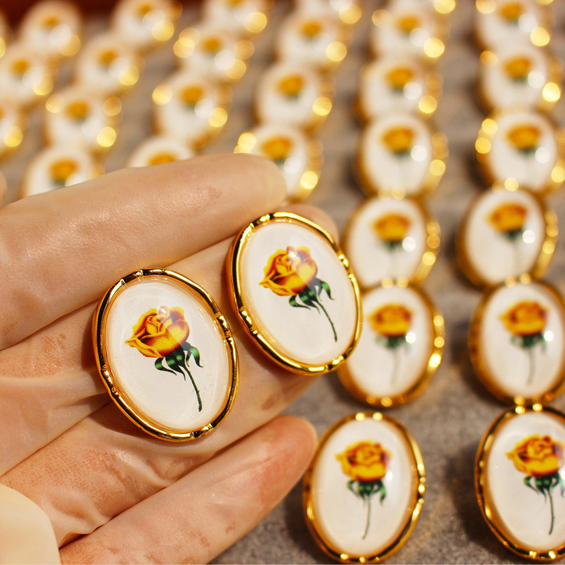 Sonya Yellow Rose Drop Earrings [D50E73MU]