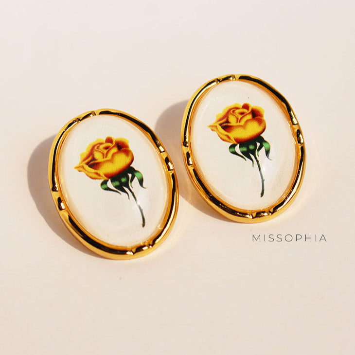 Sonya Yellow Rose Drop Earrings [VTUENT5M]