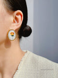 Sonya Yellow Rose Drop Earrings [IM16D2SM]