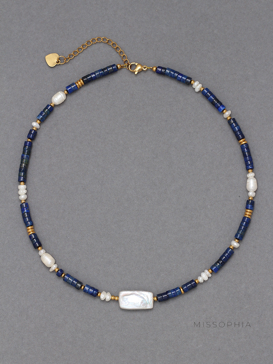 Venus Lapis Pearl Necklace [02JEKXO8]