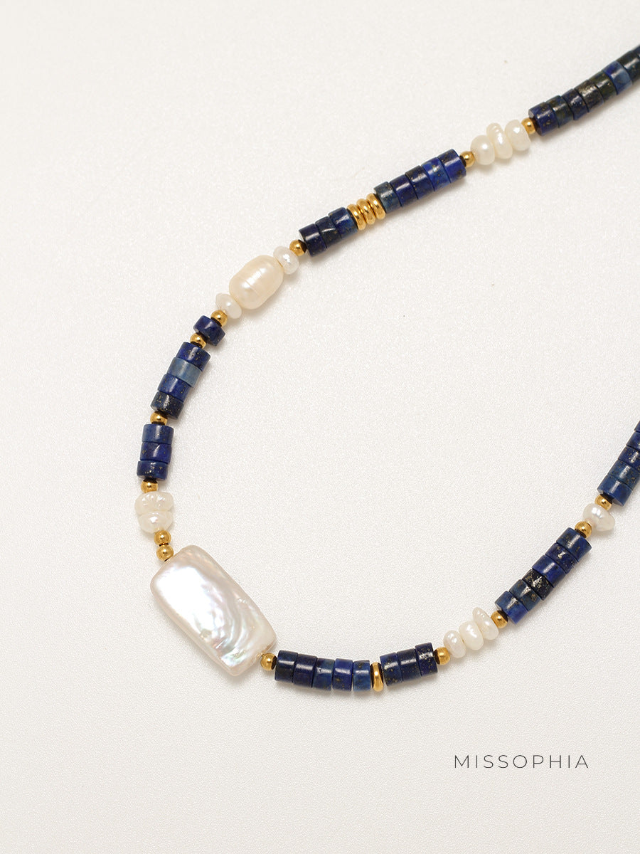 Venus Lapis Pearl Necklace [FAII1EFF]