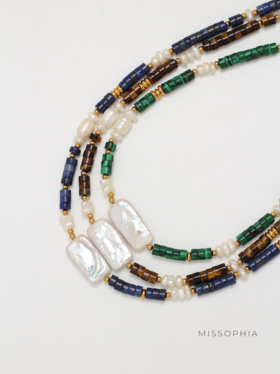 Venus Lapis Pearl Necklace [X37FZC5S]