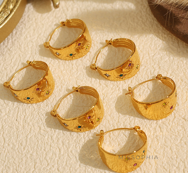 Waverly Colorful Star Hoop Earrings [35332HN0]