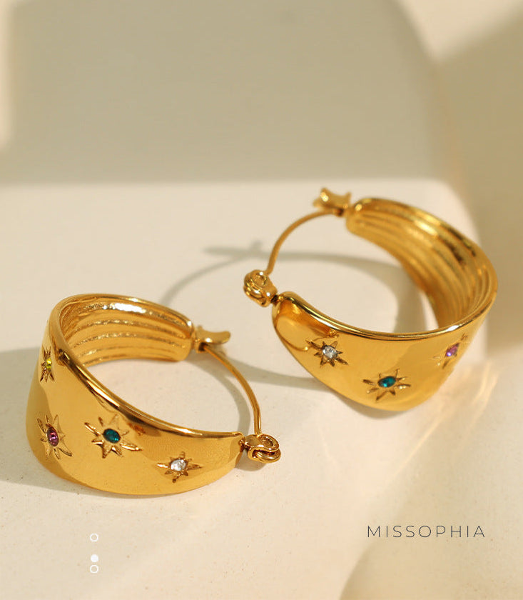 Waverly Colorful Star Hoop Earrings [6QC8U8BD]