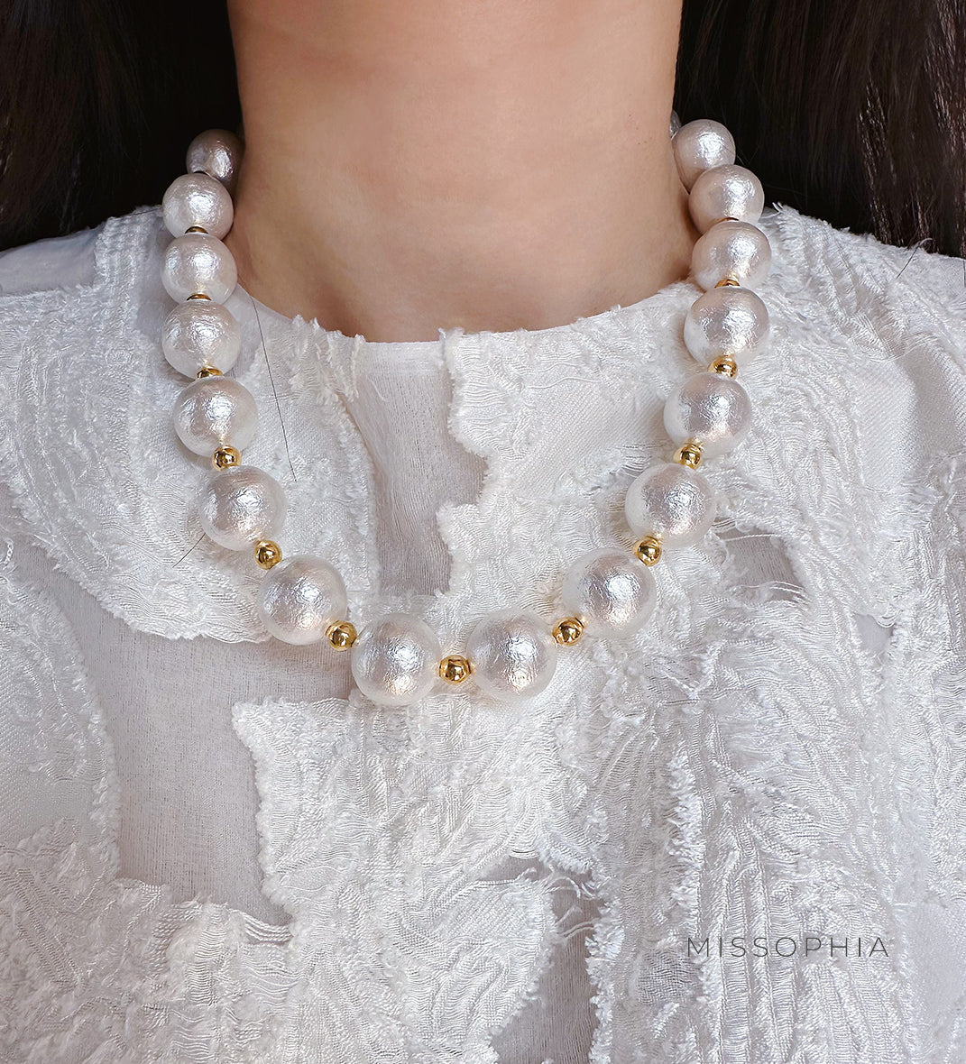 Wesley Textured Pearl Necklace Set [ZJT3IJ3C]