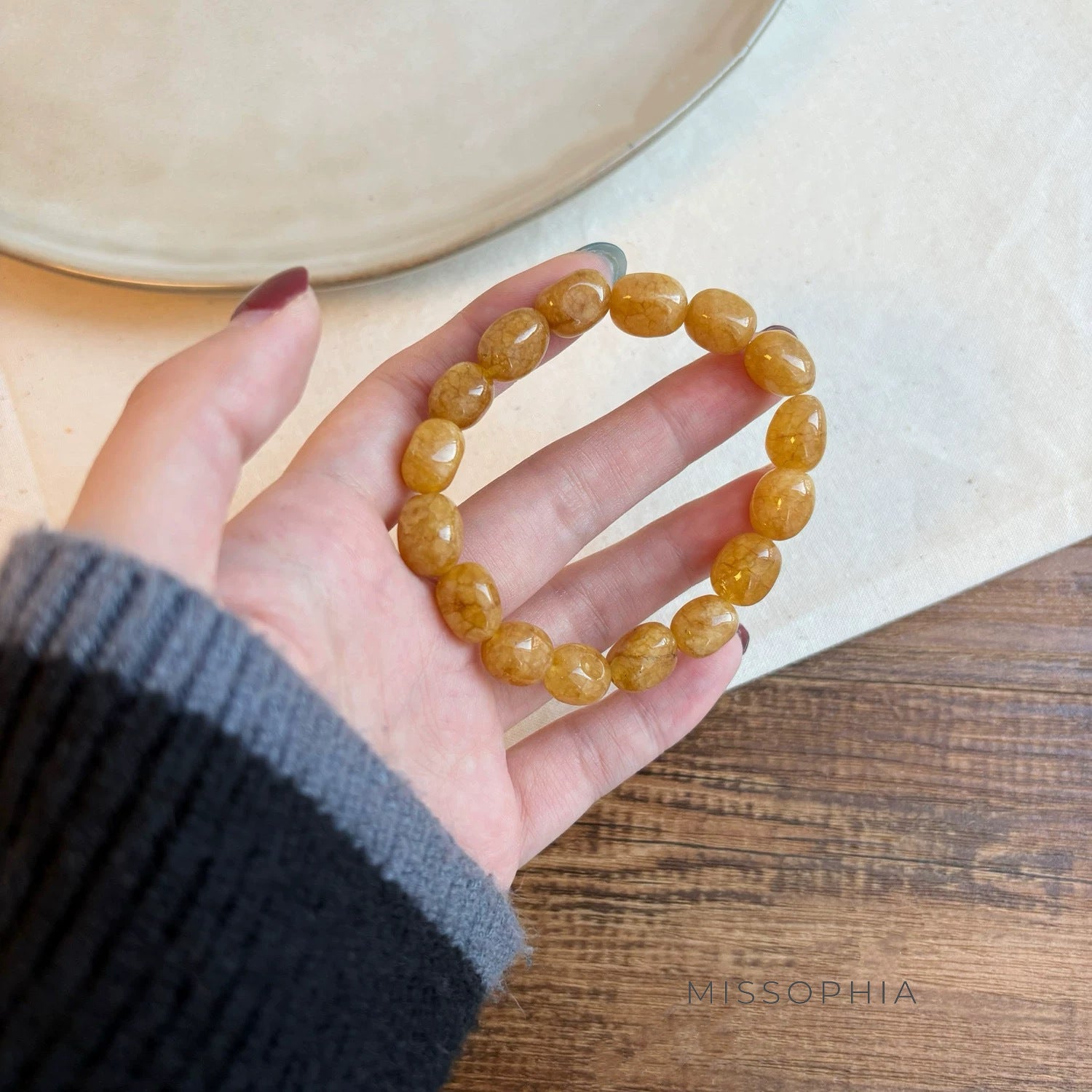 Wynter Chalcedony Beaded Bracelet [NZQOKL04]
