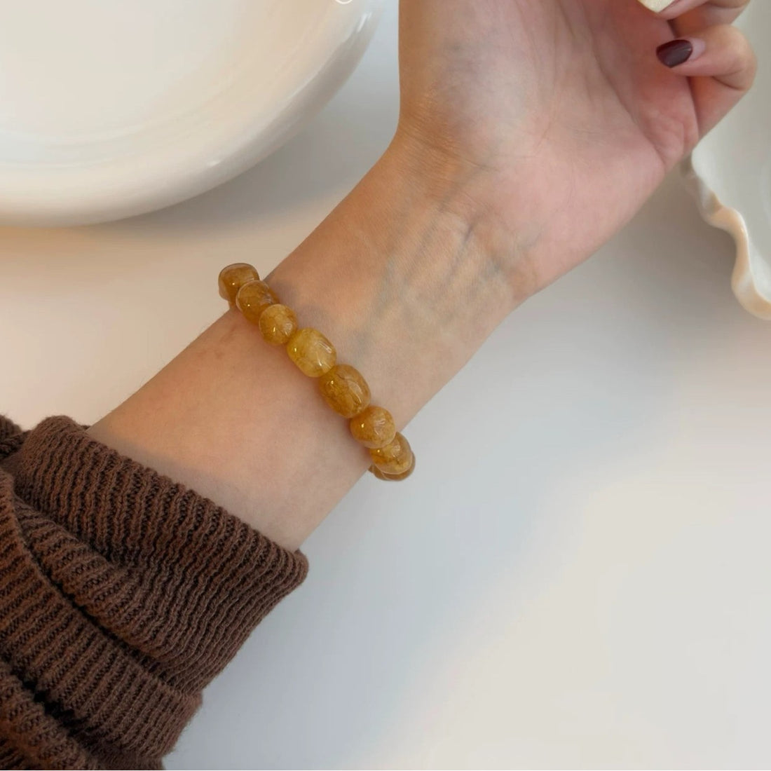 Wynter Chalcedony Beaded Bracelet - Chalcedony Bracelet [2A4SZR7Q]