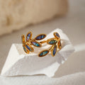 Zaniah Enamel Leaf Ring [MHUK4NRJ]