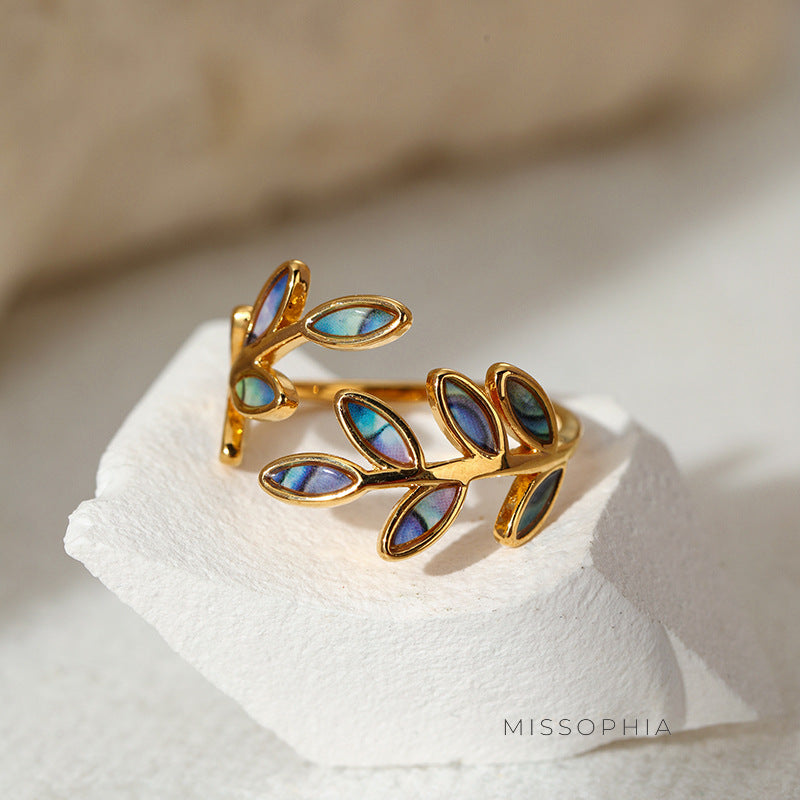 Zaniah Enamel Leaf Ring [CY82PKGR]