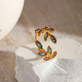 Zaniah Enamel Leaf Ring [P2N4BKMQ]