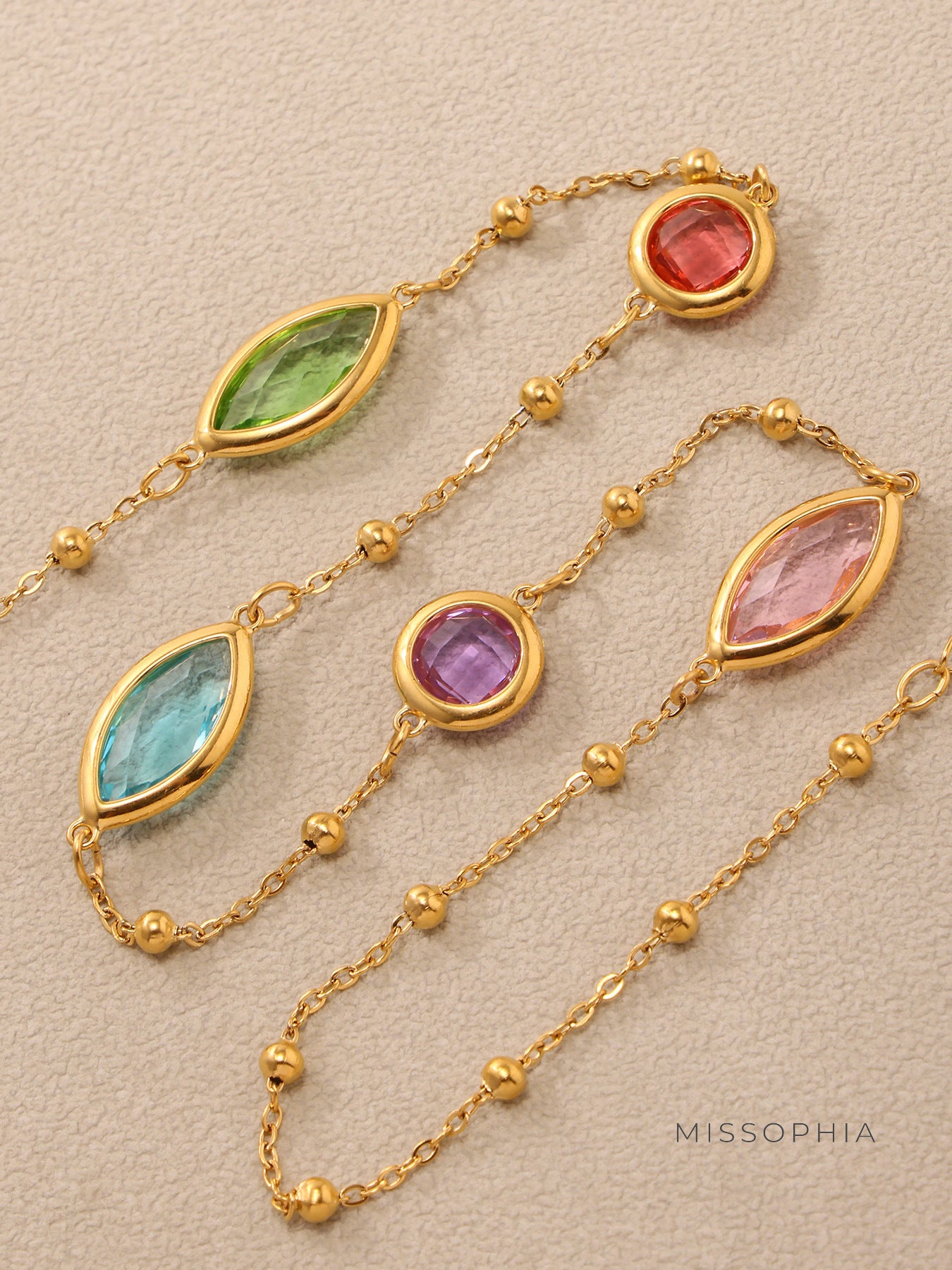 Zenobia Glass Stone Dainty Necklace [P9SM8B7M]