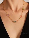 Zenobia Glass Stone Dainty Necklace [6TSDPSC9]